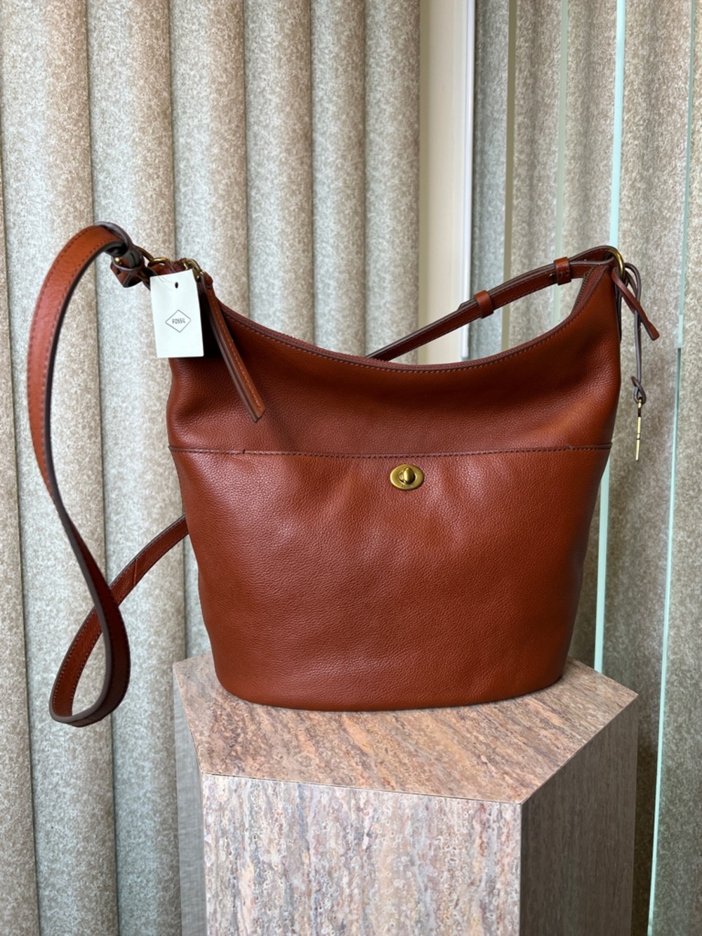 Fossil Leather Talulla Hobo bag w/Carry Strap/or Shoulder StrapBag in Brandy